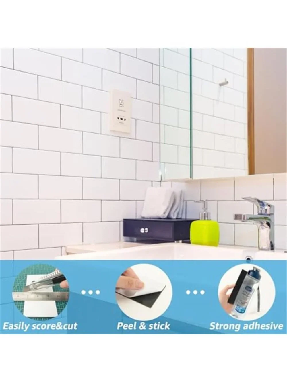 Peel Stick Subway Tile Glossy White Kitchen Backsplash Bathroom 3x6 102 Pack